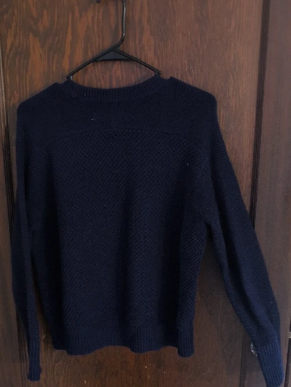 LOFT Navy Textured Crewneck Sweater